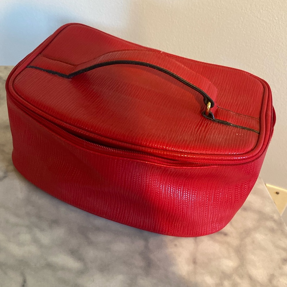 Red make up or jewelry bag